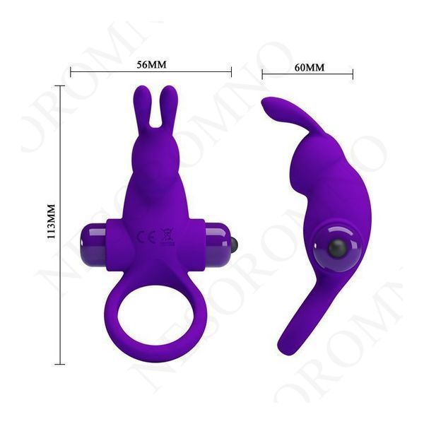 Кільце ерекційне у вигляді кролика Pretty Love Vibrant Penis Ring 1 фіолетове BI-210204-1 фото