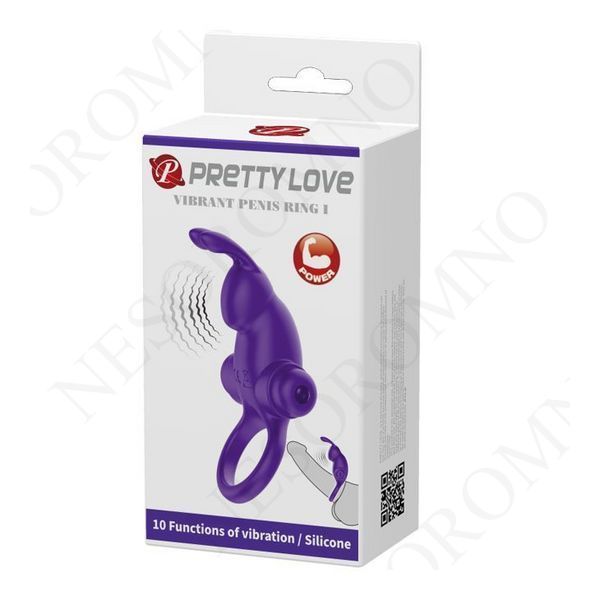 Кільце ерекційне у вигляді кролика Pretty Love Vibrant Penis Ring 1 фіолетове BI-210204-1 фото