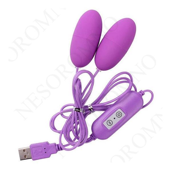 Подвійне Віброяйце з USB-дротом - Рожевий - Смарт іграшки X00000102-1 фото
