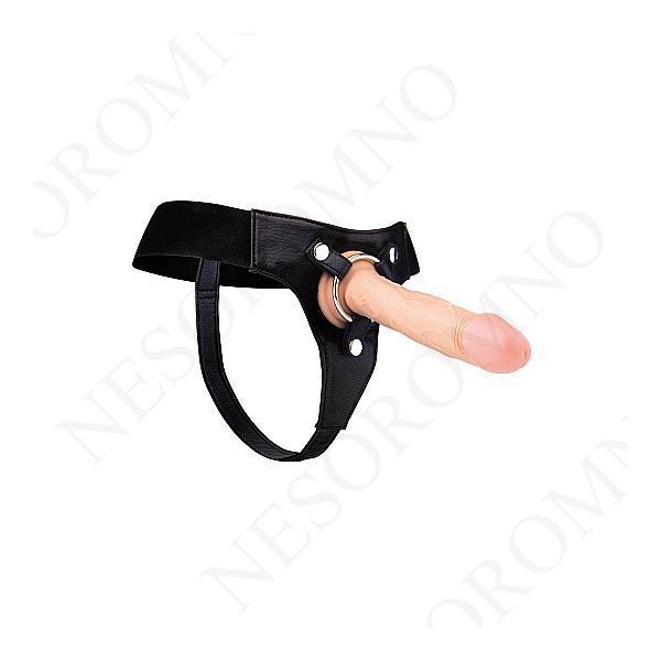 Трусики для страпона REALROCK Elastic Harness з кільцем, шкіряні, чорні, One Size (S-XL) 11744 /REA045 фото