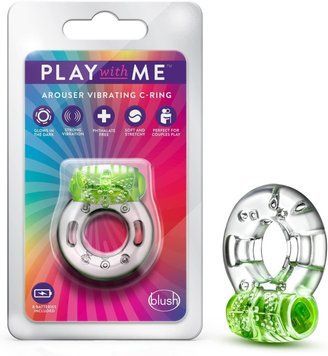 Ерекційне віброкільце Blush Play With Me з рельєфним метеликом для клітора, прозоро-зелене T331767 фото