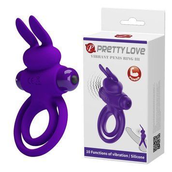 Ерекційне кільце PRETTY LOVE Penis Ring подвійним кільцем, фіолет BI-210206-1 фото