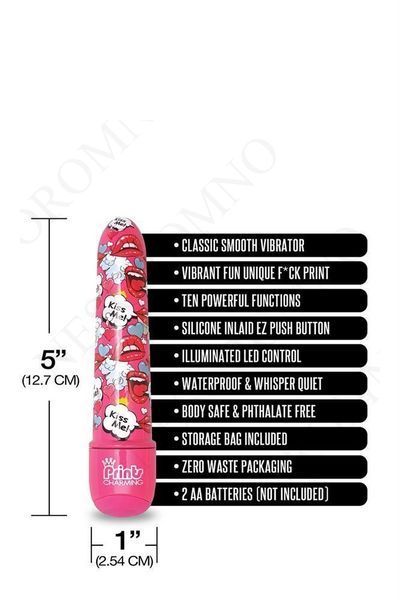 Міні-вібратор Global Novelties Prints Charming Pop Tease з яскравим принтом, кольоровий GN880119 фото
