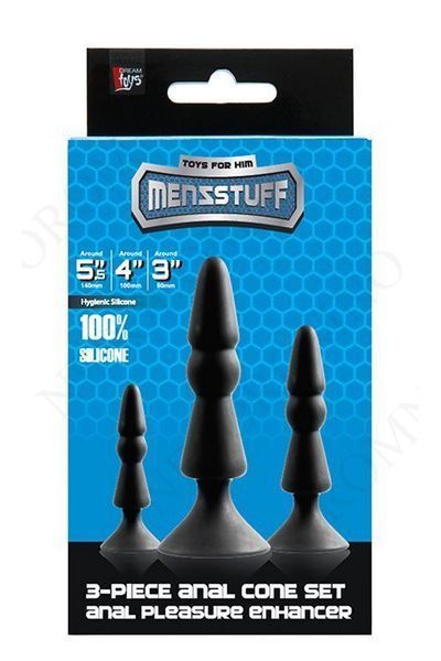 Набір анальних плагів MENZSTUFF 3-PIECE ANAL cone Set BLACK DT21285 фото