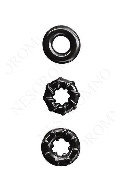 Набір ерекційних кілець NS Novelties Renegade Dyno Cock Rings, чорні, 3 шт NN101380 фото