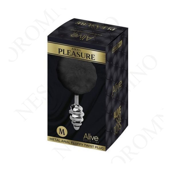 Анальна рельєфна пробка Alive Anal Pleasure із чорним хвостиком, М AL70395 фото