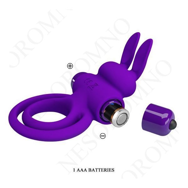 Ерекційне кільце PRETTY LOVE Penis Ring подвійним кільцем, фіолет BI-210206-1 фото