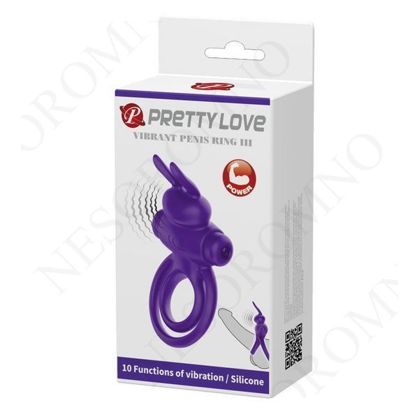 Ерекційне кільце PRETTY LOVE Penis Ring подвійним кільцем, фіолет BI-210206-1 фото