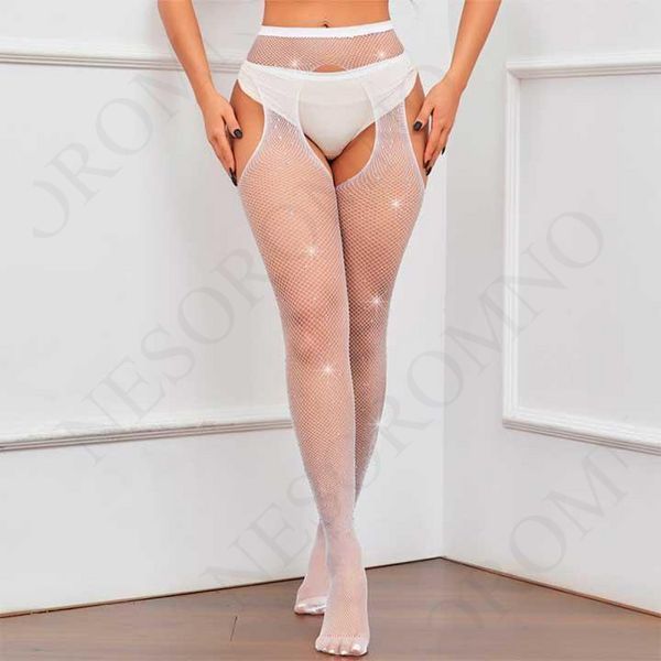 Колготки Very Sexy Shine з відкритим доступом і стразами &mdash; Білий &mdash; XS/S/M (1/2/3) &mdash; Еротична білизна X0000676-3 фото