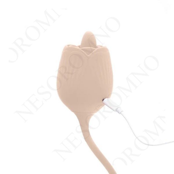 Подвійний вібратор трояндочка з ротацією 10 режимів Sweet Em Velvet Lure, жовтий SW97138 фото