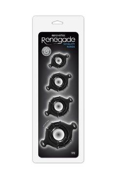 Набір ерекційних кілець NS Novelties Renegade чорний, 4 шт 280369 фото