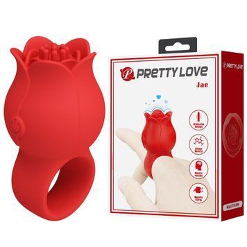 Насадка, що вібрує, на палець PRETTY LOVE JAE квітка, червона BI-210336 фото
