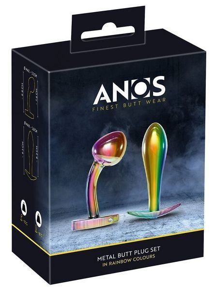 Набір металевих райдужних анальних пробок Anos Metal Butt Plug Set, 2 шт. 5560170000 фото