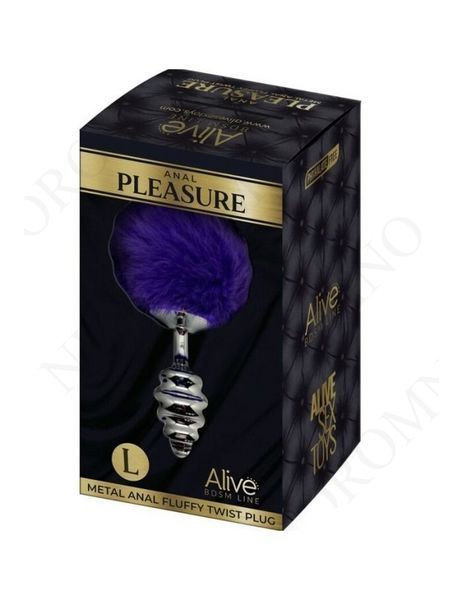 Анальна рельєфна пробка Alive Anal Pleasure з темно-фіолетовим хвостом, S AL71009 фото