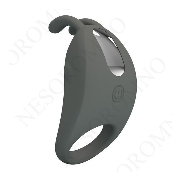Ерекційне віброкільце PRETTY LOVE Master Ring з вусиками для клітора, сіре, 7.5 х 4 см BI-210152-2 фото
