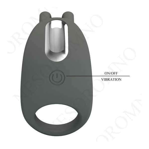 Ерекційне віброкільце PRETTY LOVE Master Ring з вусиками для клітора, сіре, 7.5 х 4 см BI-210152-2 фото