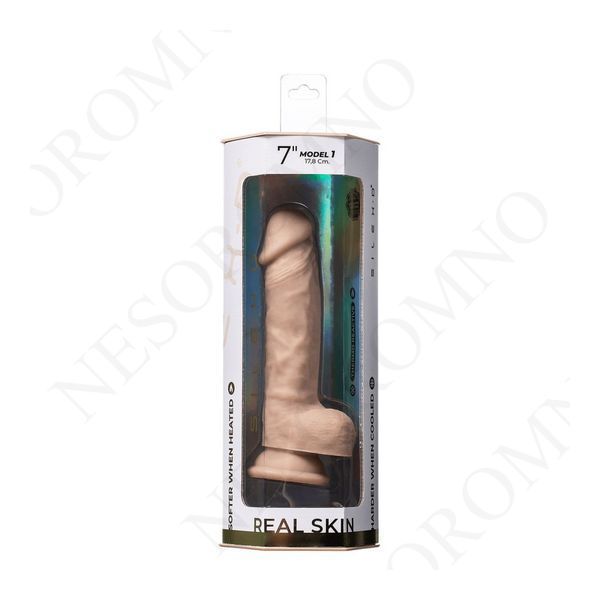 Фалоімітатор реалістичний з мошонкою Silexd Real Skin Model 1 (7") на присосці, тілесний SL265773 фото