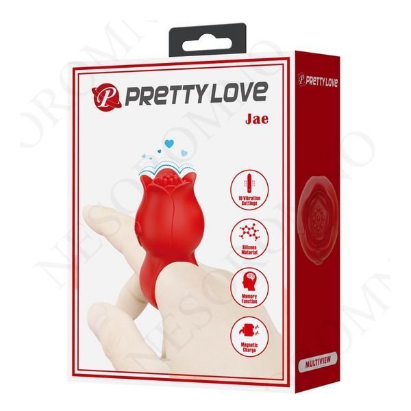 Насадка, що вібрує, на палець PRETTY LOVE JAE квітка, червона BI-210336 фото