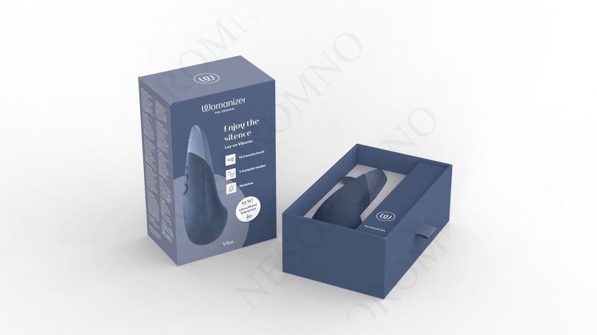 Вібратор для стимуляції клітора безшумний Womanizer Vibe, темно-синій 23797/WZFS1SG5 фото