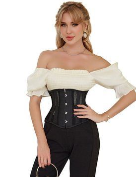 Корсет із сітки Star Night Steel Bones Grid Corsets з гачками і шнурівкою, чорний, XL (без коробки) A3530/XL фото