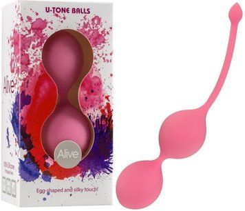Вагінальні кульки Alive U-Tone Balls зі зміщеним центром ваги, рожеві AL40571 фото