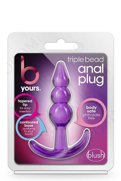 Анальний плаг B YOURS TRIPLE BEAD ANAL PLUG PURPLE T331511 фото