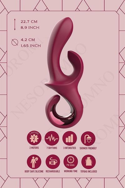 Вібратор-кролик Dreamtoys Glam Duo Vibrator з гачком ручкою, 22.7 х 4.2 см DT22242 фото