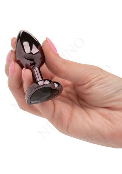 Анальна пробка CalExotics Diamond Heart Plug Small, чорна, 5,7 &times; 3,2 см CE16516B фото