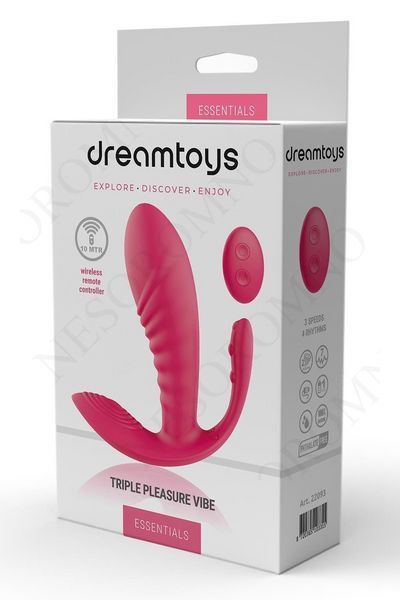 Масажер-вібратор рельєфний Dream Toys Essentials з потрійною стимуляцією, червоний DT103315 фото