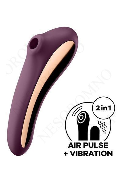 Вакуумний кліторальний стимулятор із вібрацією Satisfyer Dual Kiss, марсаловий T360364 фото