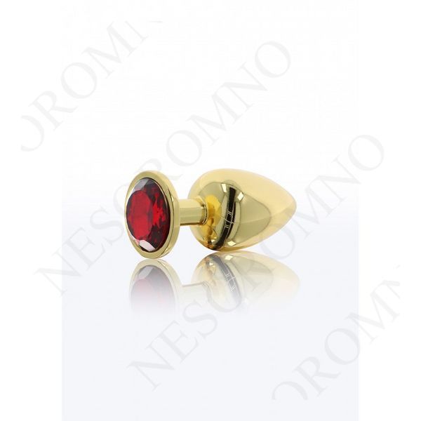 Анальна металева пробка M (Medium) з каменем червоного кольору Butt Plug With Diamond Jewel Taboom T17168 фото