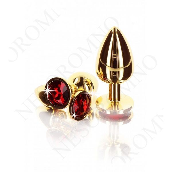 Анальна металева пробка M (Medium) з каменем червоного кольору Butt Plug With Diamond Jewel Taboom T17168 фото