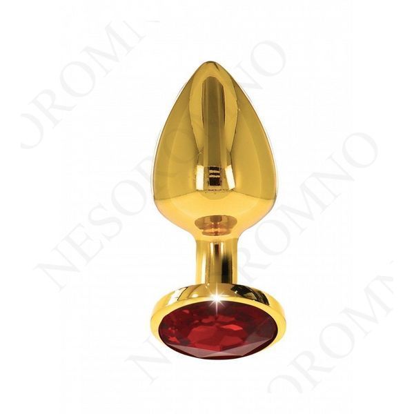 Анальна металева пробка M (Medium) з каменем червоного кольору Butt Plug With Diamond Jewel Taboom T17168 фото