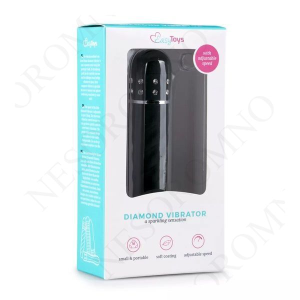 Міні-вібратор з рельєфом та стразами Love Diamond Vibrator Black ET25043 фото
