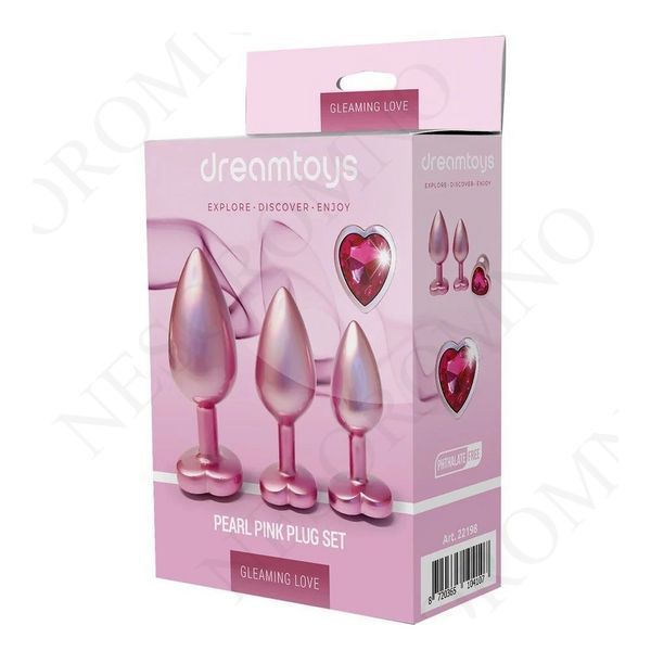 Набір із трьох анальних пробок Dream Toys Gleaming Love, розміри S, M, L, перламутрово-рожевий DT22198 фото