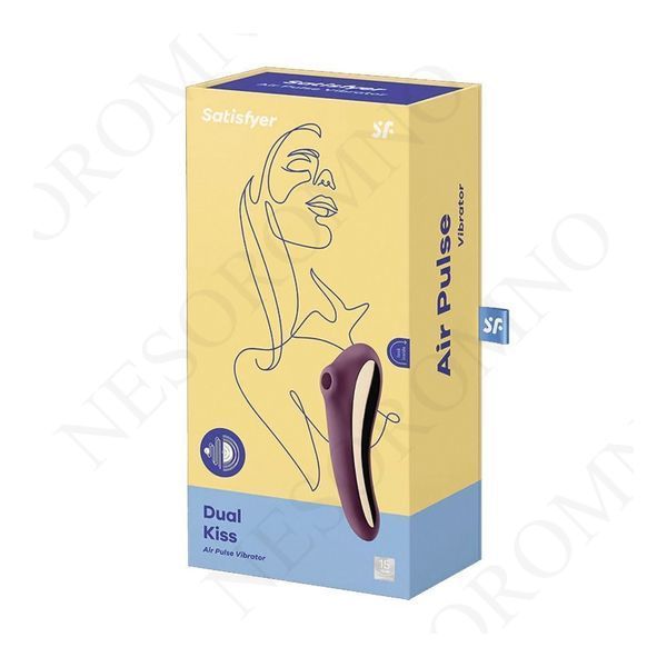 Вакуумний кліторальний стимулятор із вібрацією Satisfyer Dual Kiss, марсаловий T360364 фото