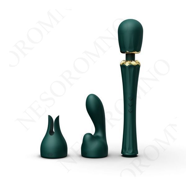 Вібратор мікрофон з насадками Zalo Kyro Wand Turquoise Green ZL02402 фото