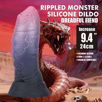 Фалоімітатор силіконовий Power Monsters Dreadful Fiend на присоску, фіолетовий, 24 см BW-008175 фото
