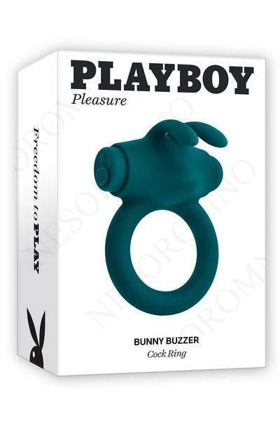 Ерекційне кільце з віброкулею Evolved Playboy Bunny Buzzer, зелене E840818 фото