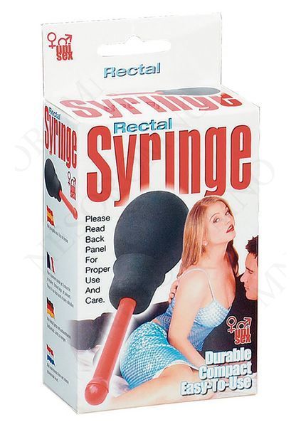 Анальний душ із 2 насадками Seven Creations Rectal Syringe, чорний, 40 мл 25119-BLACK фото