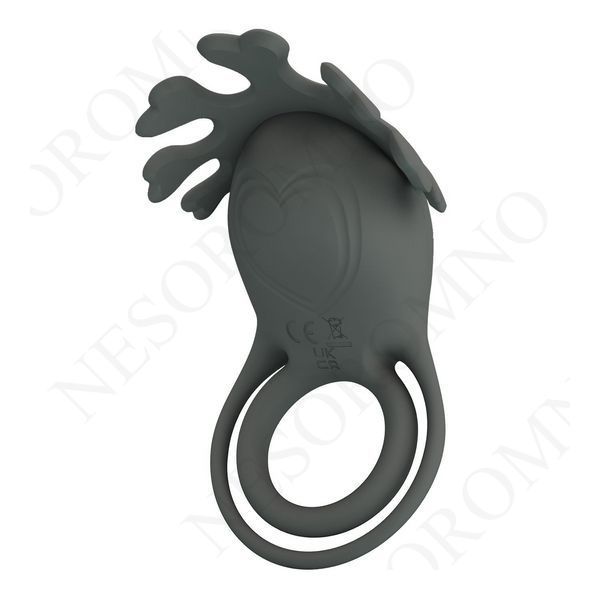 Ерекційне віброкільце PRETTY LOVE Master Ring подвійне, з вушками для клітора, сіре, 8.5 х 4.1 см BI-210311-2 фото
