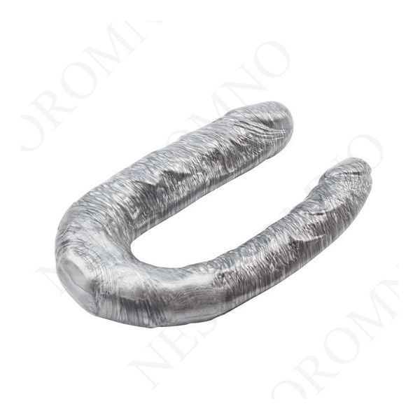 Фалоімітатор подвійний (двосторонній) Chisa Dark Muscle Dixie Normous, сріблястий 82490 /CN-711982490 фото