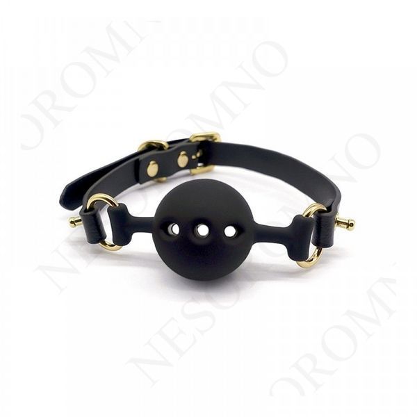 Кляп із силікону та італійської шкіри Breathable Small Ball Gag UPKO U60547 фото