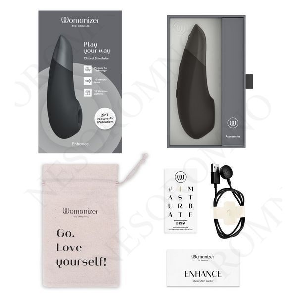 Кліторальний вакуумний стимулятор 2 в 1 Womanizer Enhance з вібрацією, чорний 12999 /Wzsn1SG9 фото