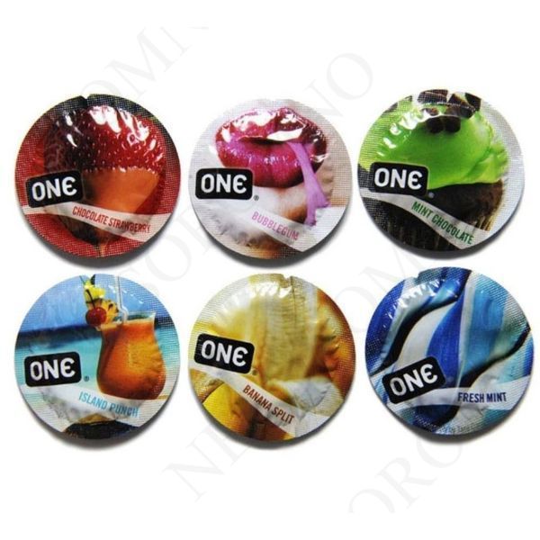 Набір оральних презервативів ONE Flavor Waves з різними смаками (ціна за упаковку, 12 шт.) ONE110202 фото