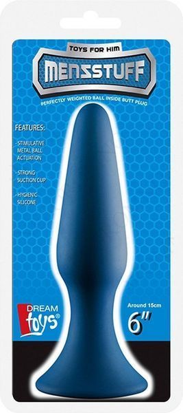 Анальна пробка Dream Toys MENZSTUFF зі стопером, синя DT21616 фото