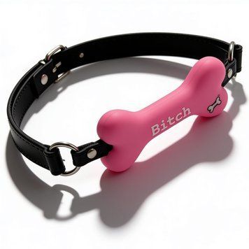 Кляп у вигляді кістки DS Fetish з надписом "Bitch", рожевий DS283663 фото