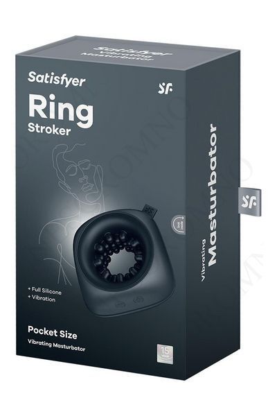 Мастурбатор-кільце з рельєфом Satisfyer Ring Stroker та вібрацією, чорний ST4064734 фото