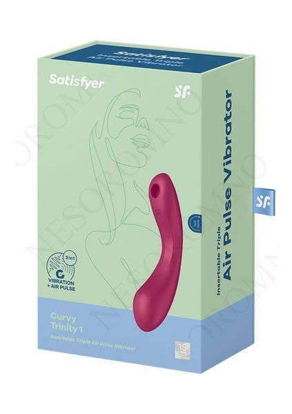 Вакуумний вібратор із потрійною стимуляцією Satisfyer Curvy Trinity 1, бордовий T360513 фото