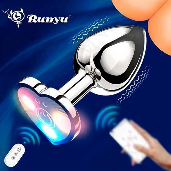 Сталева смарт анальна пробка, що світиться Magic Motion Equinox USB з Д/К - 8,2*3,4 см &mdash; Анальні іграшки X0000843 фото
